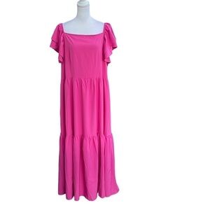 Shein curve women’s pink maxi dress‎ beach baby doll peasant boho size 3X